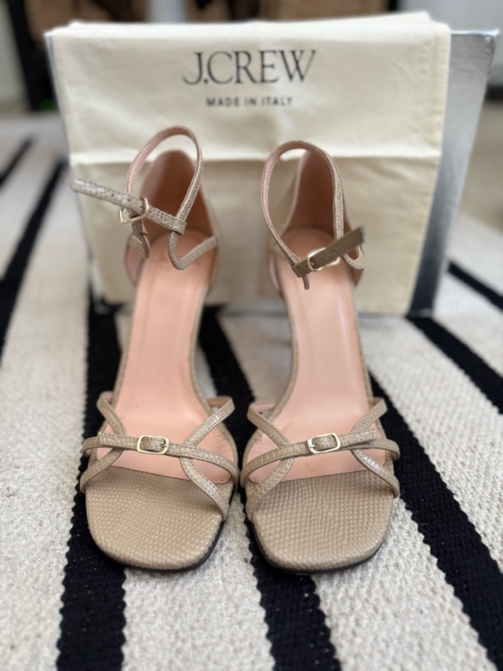 J.Crew Lizard Embossed High Heel Sandals Sz 7